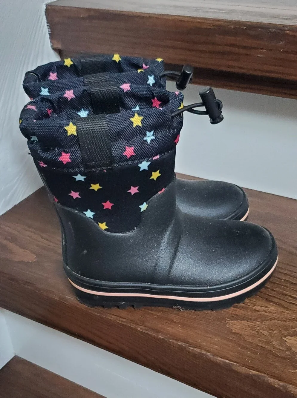 Cat & Jack Kids Black Star-Print Winter Rain Boots, Size 9